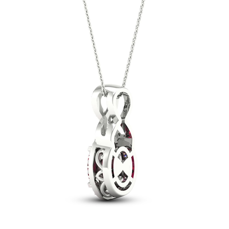 Main Image 4 of Lab-Created Ruby & White Lab-Created Sapphire Necklace 10K White Gold 18&quot;