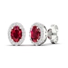 Thumbnail Image 0 of Lab-Created Ruby & White Lab-Created Sapphire Stud Earrings 10K White Gold
