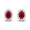 Thumbnail Image 1 of Lab-Created Ruby & White Lab-Created Sapphire Stud Earrings 10K White Gold
