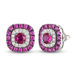 Le Vian Natural Ruby Stud Earrings 1/8 ct tw Diamonds 14K Vanilla Gold