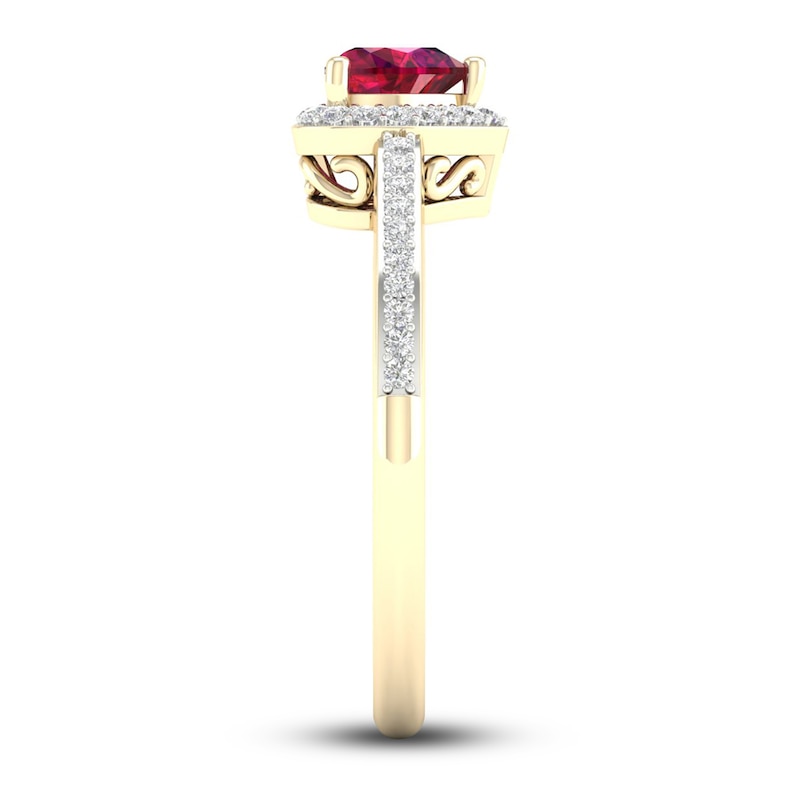 Natural Ruby Ring 1/8 ct tw Diamonds 14K Yellow Gold