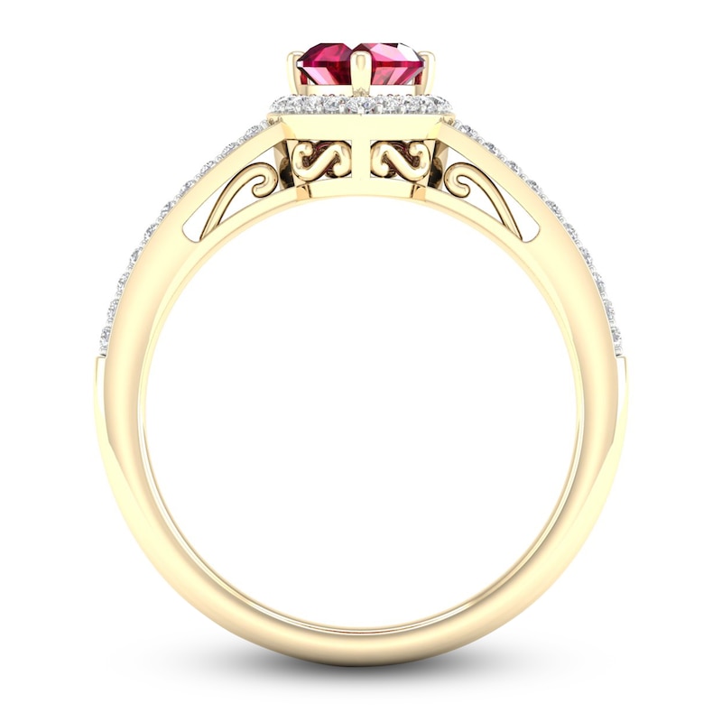 Natural Ruby Ring 1/8 ct tw Diamonds 14K Yellow Gold