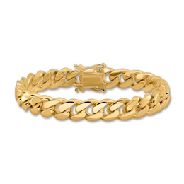 Men's Solid Curb Link Chain Bracelet 14K Yellow Gold 10.7mm 8.25&quot;