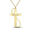 Thumbnail Image 1 of Engravable Cross Pendant Necklace Yellow Gold-Plated Sterling Silver 28mm 18&quot; Adj.