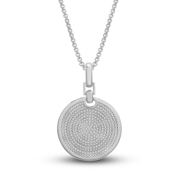 Men's Diamond Medallion Pendant Necklace 1/2 ct tw Round Sterling Silver  22&quot;