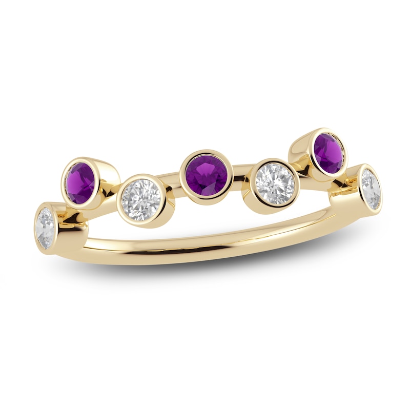 Main Image 1 of Juliette Maison Natural White Sapphire & Natural Amethyst Ring 10K Yellow Gold