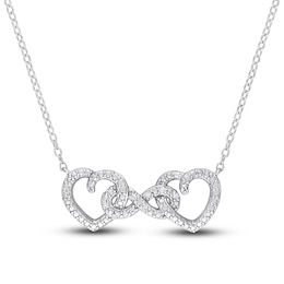 Diamond Heart Necklace 1/20 ct tw Round Sterling Silver 18&quot;