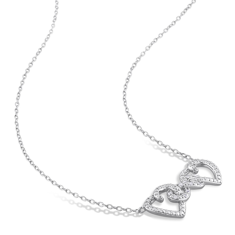 Main Image 2 of Diamond Heart Necklace 1/20 ct tw Round Sterling Silver 18&quot;