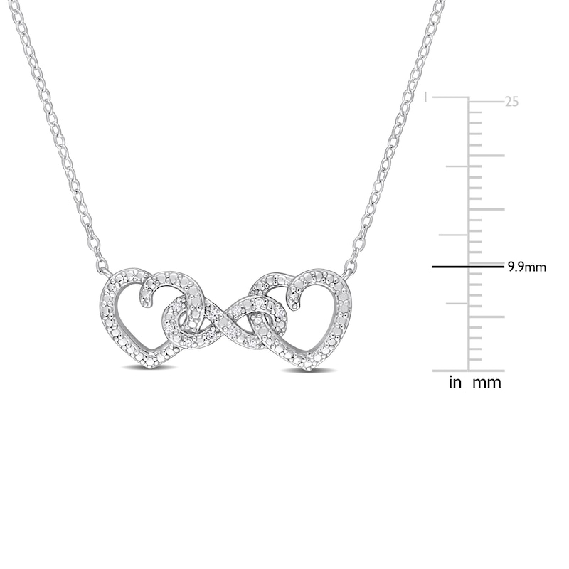 Main Image 3 of Diamond Heart Necklace 1/20 ct tw Round Sterling Silver 18&quot;