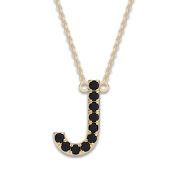 Juliette Maison Black Diamond Station Name Necklace 1/4 ct tw Round 10K Yellow Gold