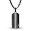 Thumbnail Image 1 of Men's Diamond Accent Pendant Necklace 1/20 ct tw Round Stainless Steel/Black Titanium 22&quot;