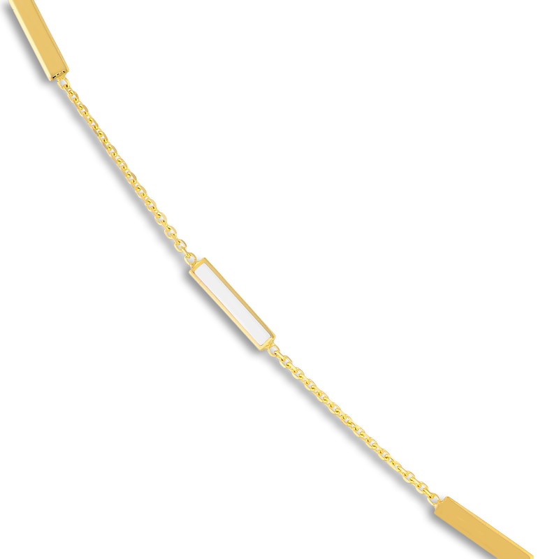 Main Image 2 of Bar Station Necklace White Enamel 14K Yellow Gold 18&quot;