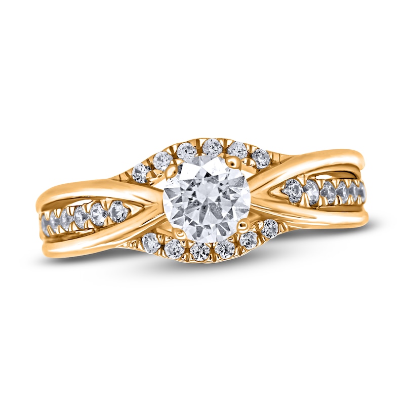 Main Image 1 of Diamond Twist Engagement Ring 3/4 ct tw Round 14K Yellow Gold