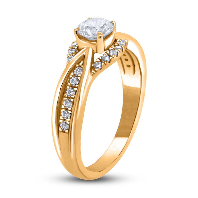 Main Image 2 of Diamond Twist Engagement Ring 3/4 ct tw Round 14K Yellow Gold