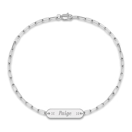 Personalized ID Bracelet Diamond Accents Sterling Silver 7.5&quot;