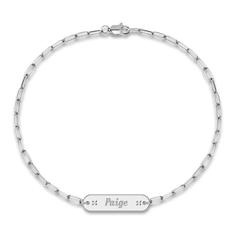 Main Image 1 of Personalized ID Bracelet Diamond Accents Sterling Silver 7.5&quot;