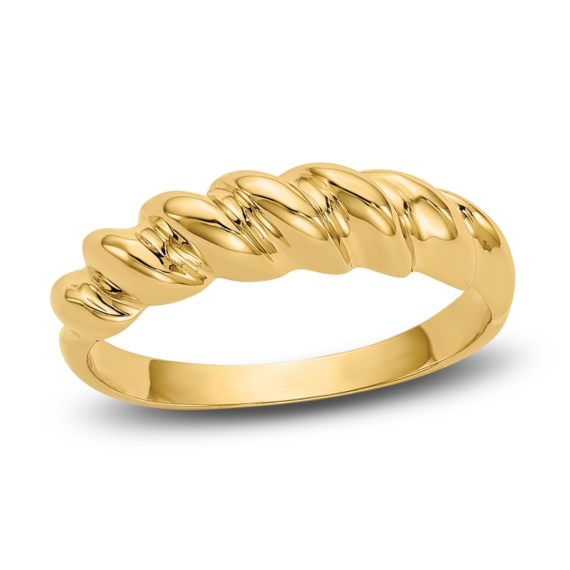 Main Image 1 of High-Polish Twisted Dome Ring 14K Yellow Gold