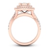 Thumbnail Image 4 of Diamond Double Halo Engagement Ring 1-1/3 ct tw Round 14K Rose Gold