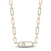 Thumbnail Image 1 of Freshwater Cultured Pearl Clip Necklace 3/8 ct tw Diamonds 14K Yellow Gold 18&quot;