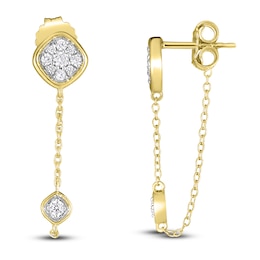 Diamond Drop Earrings 1/4 ct tw Round 14K Yellow Gold