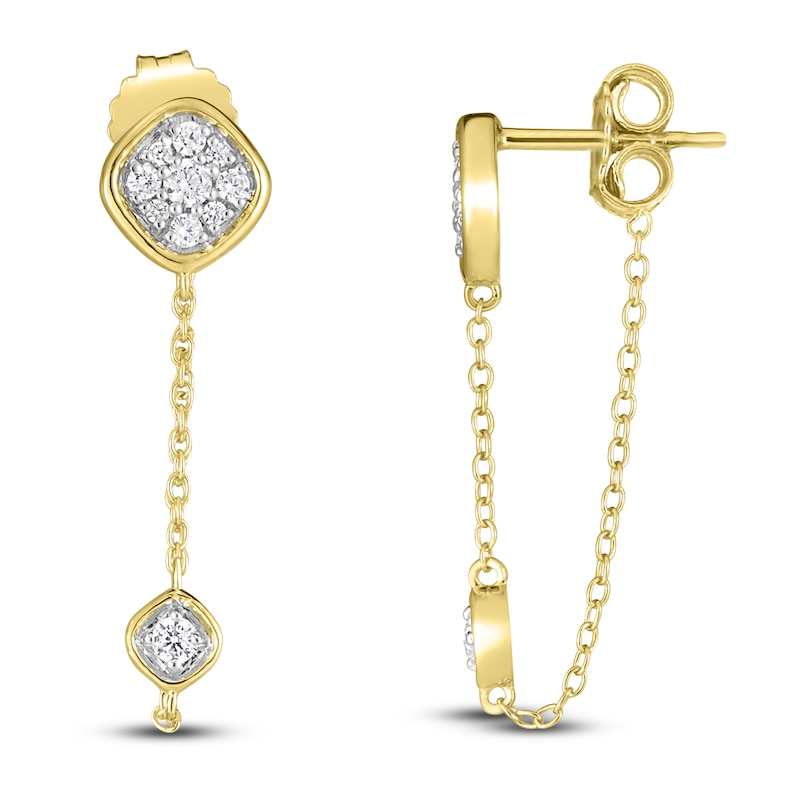 Main Image 1 of Diamond Drop Earrings 1/4 ct tw Round 14K Yellow Gold