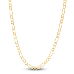 Men's Solid Figaro Chain Necklace 14K Yellow Gold 22&quot; 6.0mm