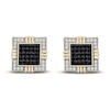 Thumbnail Image 1 of Men's Black & White Diamond Earrings 1/2 ct tw Round 14K Yellow Gold