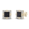 Thumbnail Image 2 of Men's Black & White Diamond Earrings 1/2 ct tw Round 14K Yellow Gold