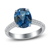 Thumbnail Image 1 of Oval-Cut Natural London Blue Topaz Engagement Ring 1/5 ct tw 14K White Gold