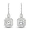 Thumbnail Image 1 of Square-Cut Emerald/Round Lab-Created Diamond Earrings 2-3/4 ct tw 14K White Gold