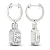 Thumbnail Image 3 of Square-Cut Emerald/Round Lab-Created Diamond Earrings 2-3/4 ct tw 14K White Gold