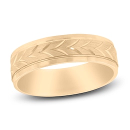 Men's High-Polish Arrow Wedding Band 14K Yellow Gold 6mm