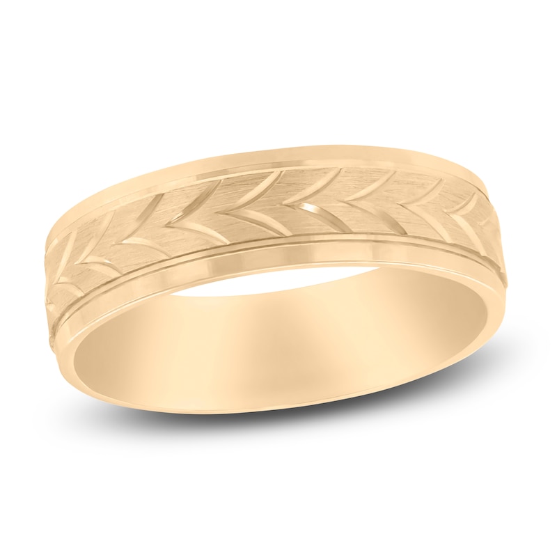 Main Image 1 of Men's High-Polish Arrow Wedding Band 14K Yellow Gold 6mm