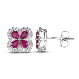 Le Vian Natural Ruby & Diamond Earrings 1/4 ct tw Platinum