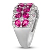 Thumbnail Image 2 of Pear-Shaped Natural Ruby & Diamond Flower Ring 3/8 ct tw Round Platinum