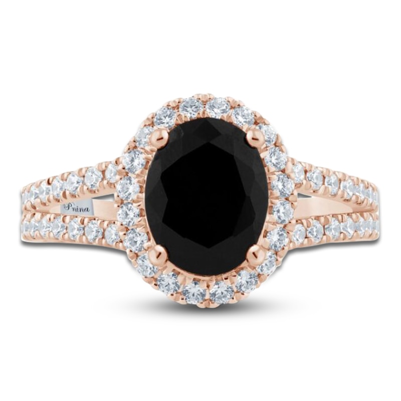 Pnina Tornai Oval-Cut Black Diamond & White Diamond Halo Engagement Ring 2-5/8 ct tw 14K Rose Gold