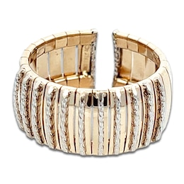 Italia D'Oro Diamond-Cut Domed Cleopatra Ring 14K Two-Tone Gold