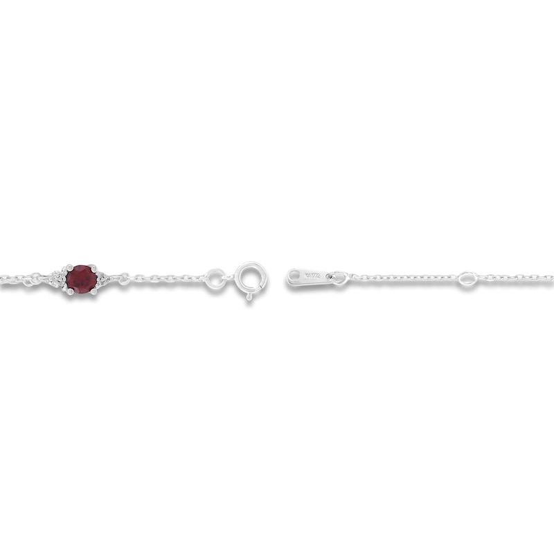 Lab-Created Ruby & Diamond Station Bracelet 1/15 ct tw 10K White Gold 7.25"