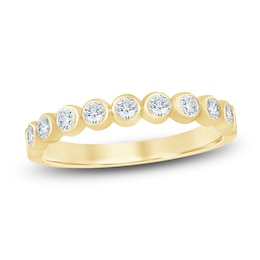 Certified Diamond Bezel Set Anniversary Ring 1/2 ct tw 14K Yellow Gold