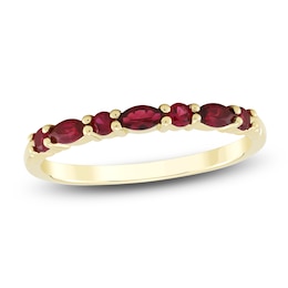 Marquise & Round-Cut Lab-Created Ruby Stackable Ring 10K Yellow Gold