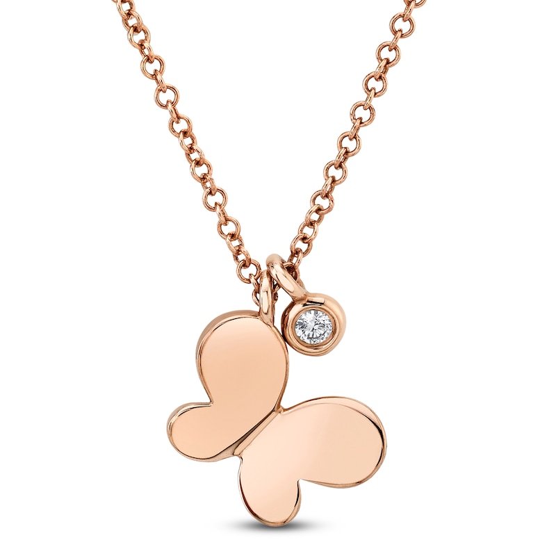 Main Image 1 of Shy Creation Diamond Accent Butterfly Necklace 14K Rose Gold 18&quot; SC55009038