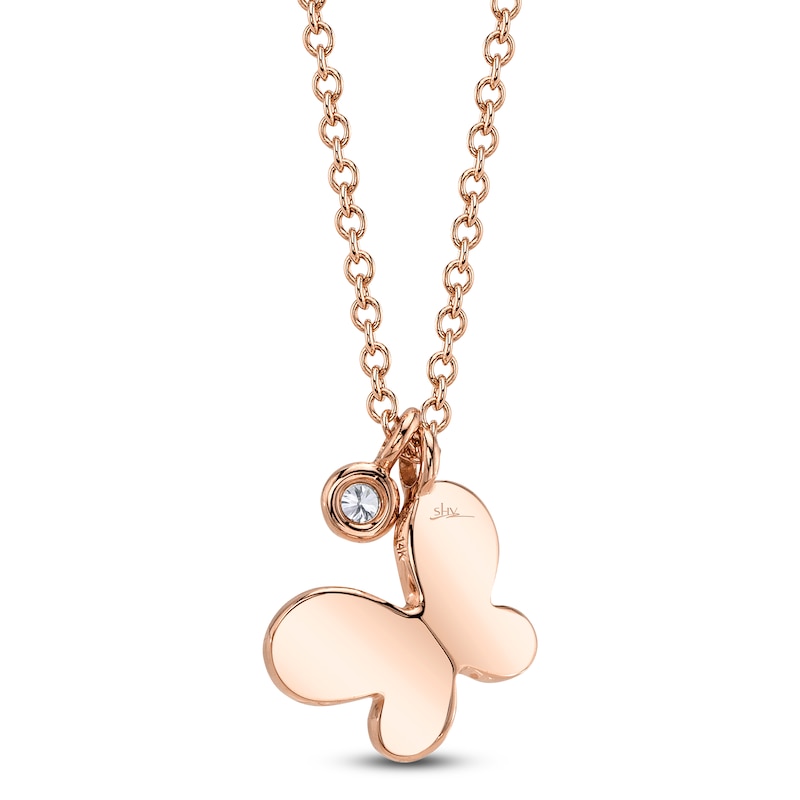 Main Image 3 of Shy Creation Diamond Accent Butterfly Necklace 14K Rose Gold 18&quot; SC55009038