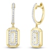 Thumbnail Image 1 of Shy Creation Baguette & Round-Cut Diamond Dangle Hoop Earrings 1/5 ct tw 14K Yellow Gold SC55026652RD