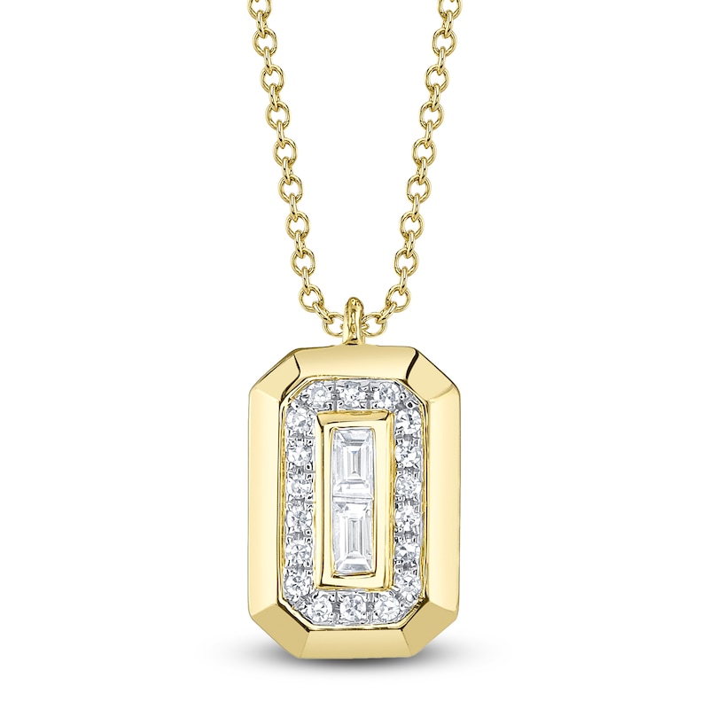 Main Image 1 of Shy Creation Baguette & Round-Cut Diamond Necklace 1/15 ct tw 14K Yellow Gold 18&quot; SC55027170RD