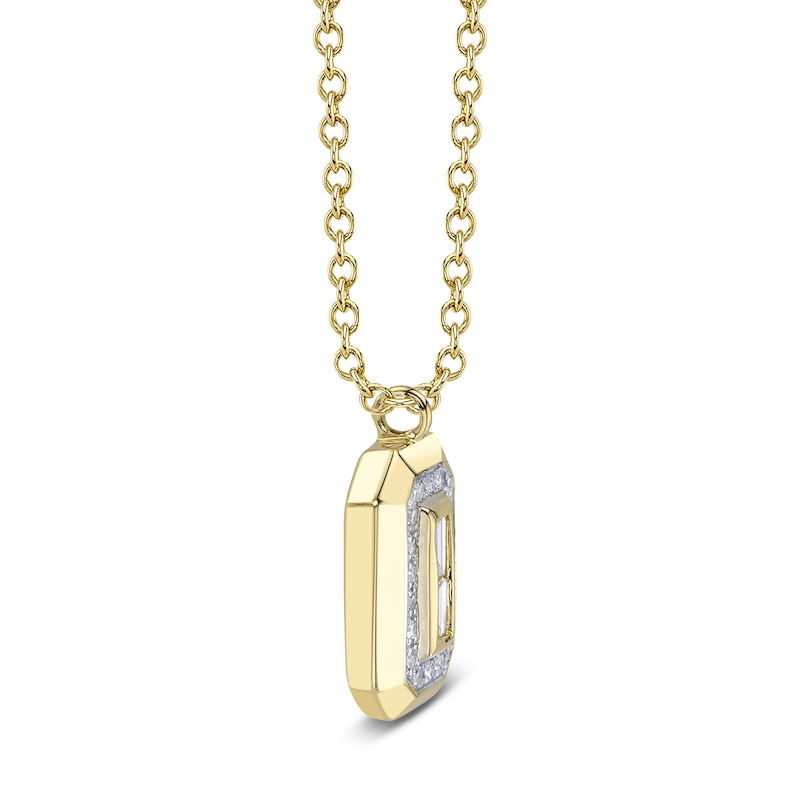 Main Image 2 of Shy Creation Baguette & Round-Cut Diamond Necklace 1/15 ct tw 14K Yellow Gold 18&quot; SC55027170RD