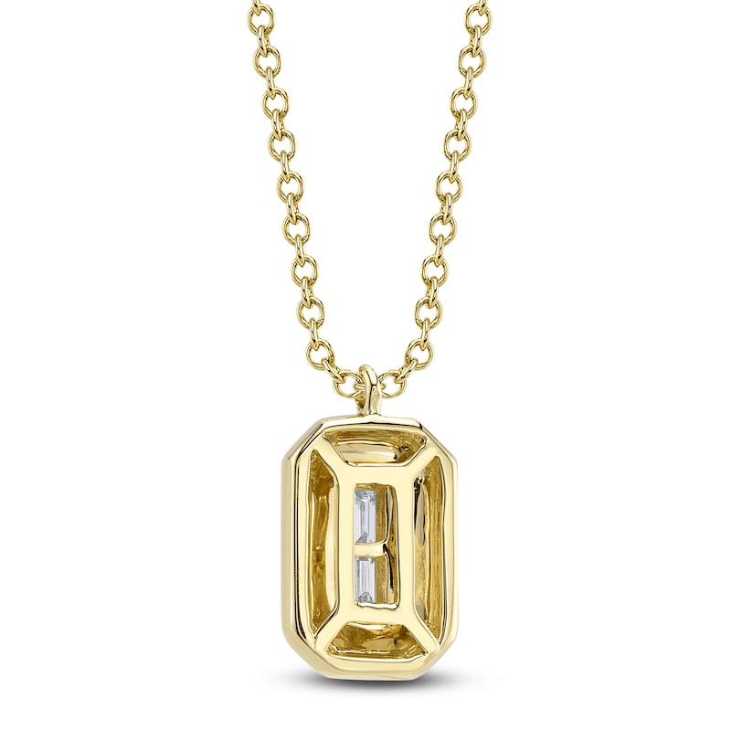 Main Image 3 of Shy Creation Baguette & Round-Cut Diamond Necklace 1/15 ct tw 14K Yellow Gold 18&quot; SC55027170RD