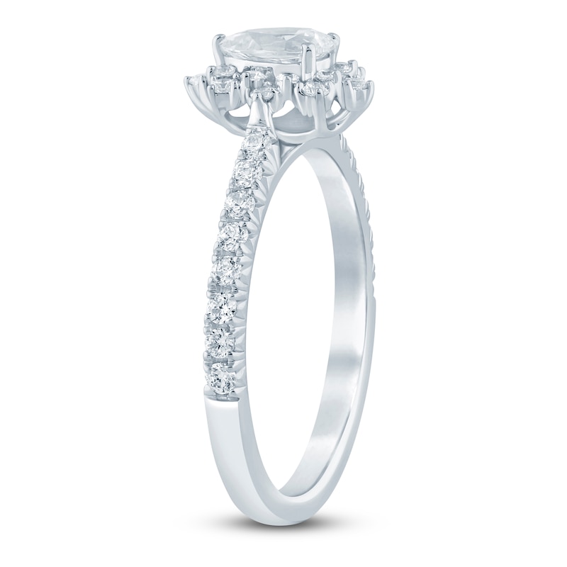 Brilliant Moments Pear-Shaped Diamond Starburst Halo Engagement Ring 3/4 ct tw 14K White Gold