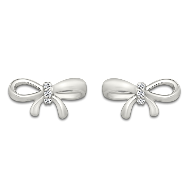 Main Image 3 of Diamond Bow Stud Earrings 1/20 ct tw Sterling Silver