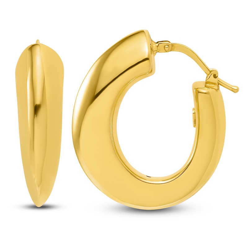 Blue Nile X Jared Tapered Oval Hoop Earrings 14K Yellow Gold