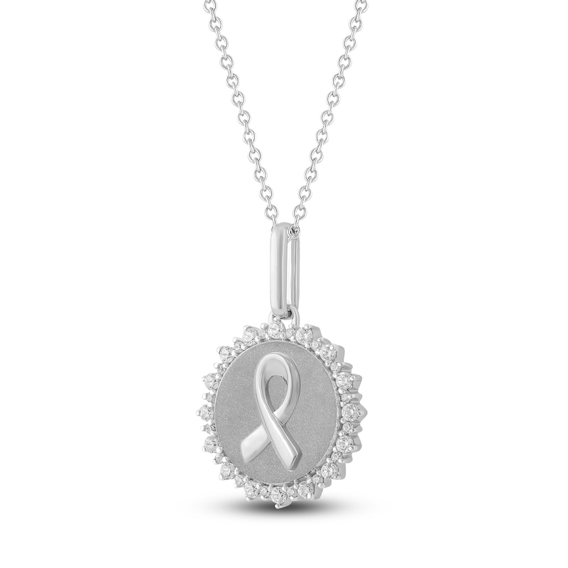 Main Image 2 of Diamond Ribbon Medallion Necklace 1/4 ct tw Sterling Silver 18&quot;